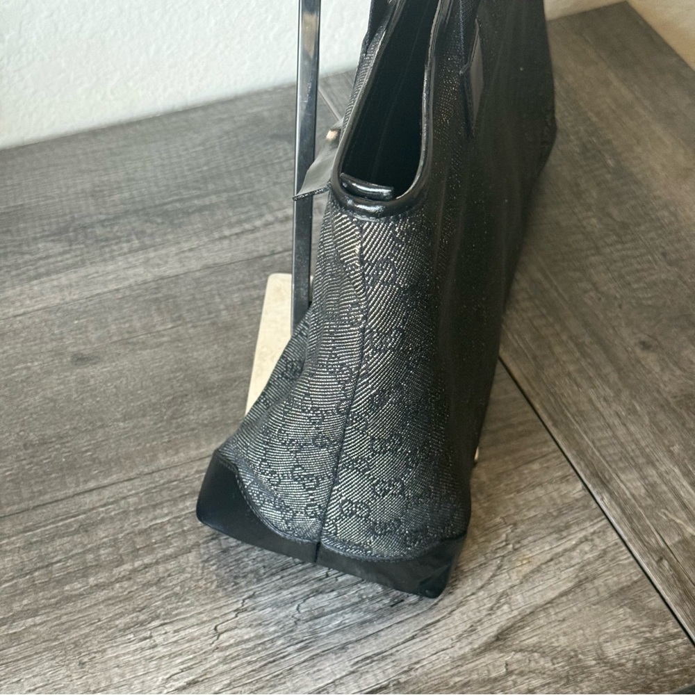 🔥AUTHENTIC GUCCI BLACK DENIM & LEATHER TOTE BAG🔥 - Picture 4 of 16